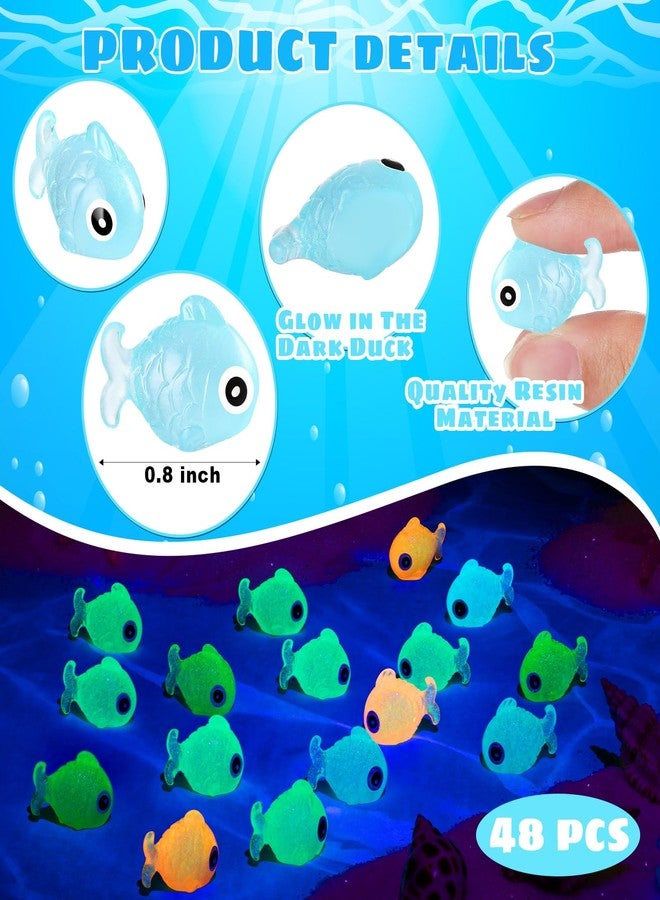 LHSYFBZ 48Pcs Luminous Mini Resin Fish, Miniature Glow in The Dark Fish Ornament for Garden, Landscape, Aquarium, Dollhouse, Birthday Party, Room Crafts Decor - Image 4